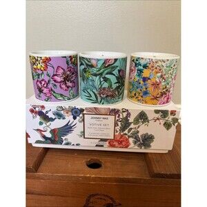 NEW Johnny Was Floral Votive Candle Trio - White with Botanical Box